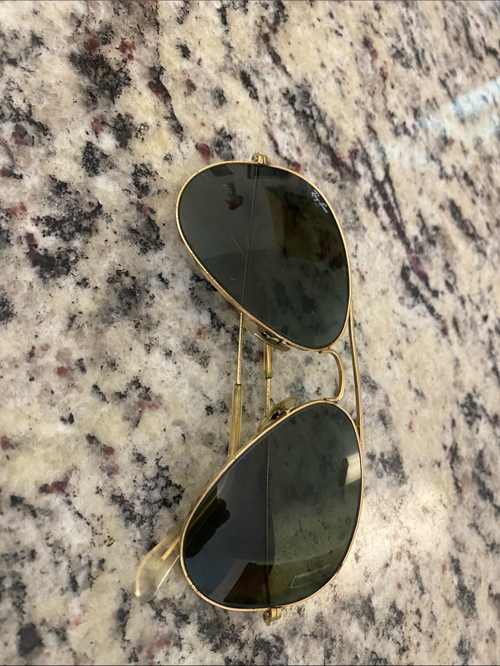 Vintage Ray Ban Gold Frame Green Lens Aviator Sunglasses - Men Accessories